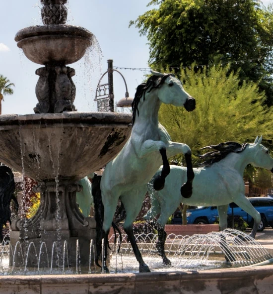 Scottsdale fountain with horses